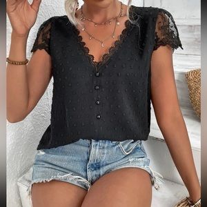 Boho Swiss dot button detail blouse